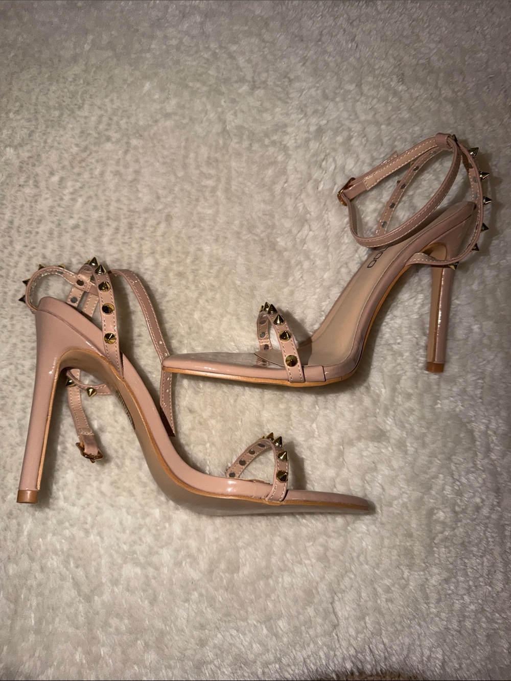 Brand new Studded Ankle-Strap High Heel Sandals - Nude